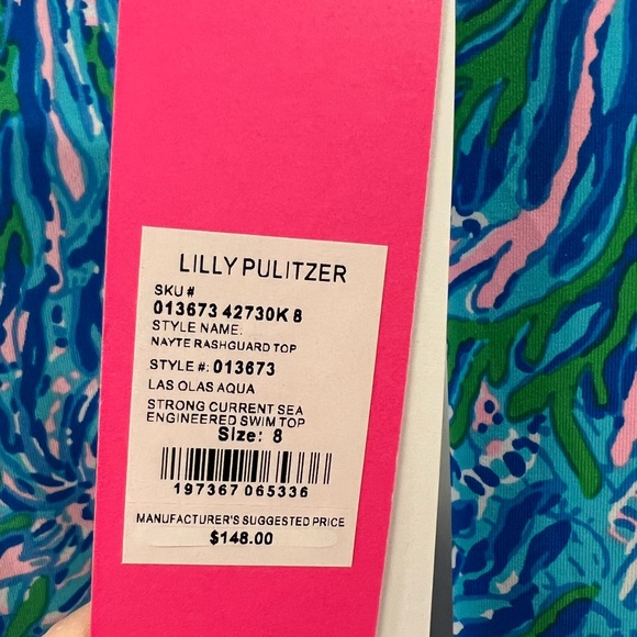 Lilly Pulitzer Nayte Rashguard Swim Top NWT las olas aqua - Picture 7 of 7